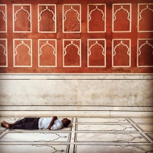 Resting at Jama Masjid. Delhi, India. October 2015.